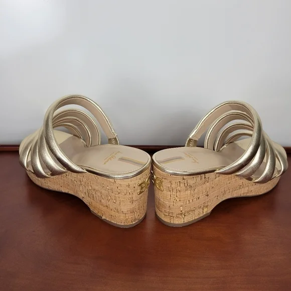 Sam Edelman Women's Yuki Em Gold Platform Wedge Shoes Size 8.5 - Picture 7 of 10
